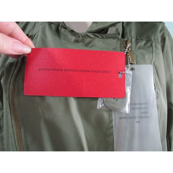 Yoki Collection Outerwear Military Flight Suite Inspired Trench Coat Ladies L - Picture 14 of 16